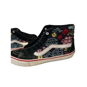 Vans‎ Pro Classics SK8-Hi Japanese Floral Print Black Skateboard Shoes size 10.5
